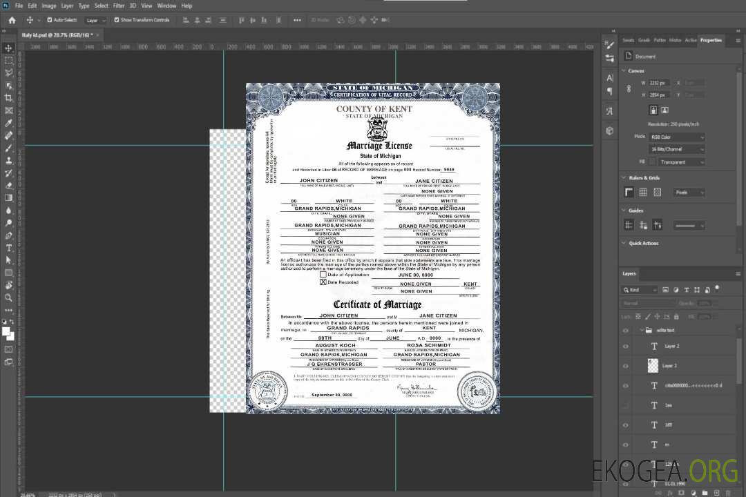 Modèle de certificat de mariage de l'État du Michigan Kent County aux États-Unis au format PSD, entièrement modifiable template Modèle de certificat de mariage de l'État du Michigan Kent County aux États-Unis au format PSD, entièrement modifiable template